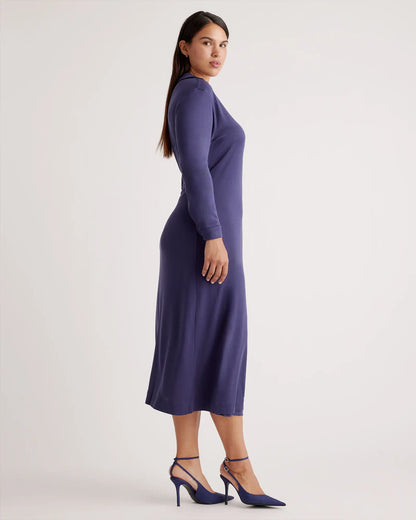 100% Silk Jersey Midi Wrap Dress - US 1329