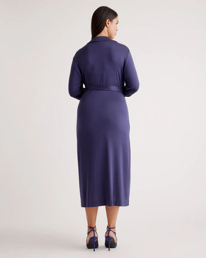 100% Silk Jersey Midi Wrap Dress - US 1329