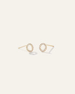 14K Diamond Pave Circle Studs - US 0613