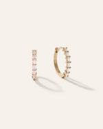 14K Gold Diamond Baguette Huggies - US 0008