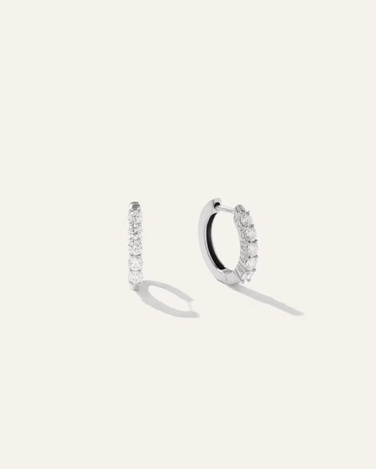 14K Gold Diamond Classic Huggie Hoops - US 6354