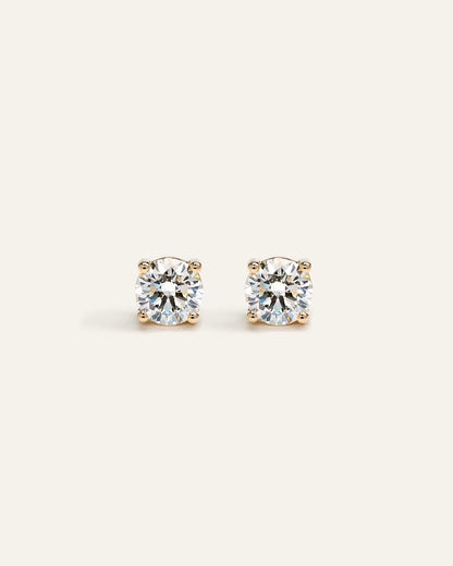 14K Gold Lab Grown Diamond Four-Prong Solitaire Studs - 2ctw - US 5389