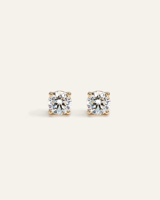 14K Gold Lab Grown Diamond Four-Prong Solitaire Studs - 2ctw - US 5389