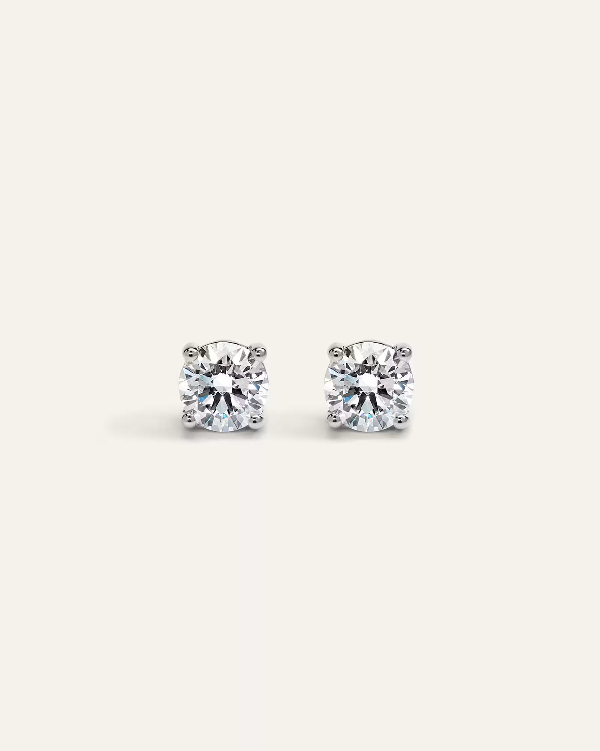14K Gold Lab Grown Diamond Four-Prong Solitaire Studs - 2ctw - US 6532