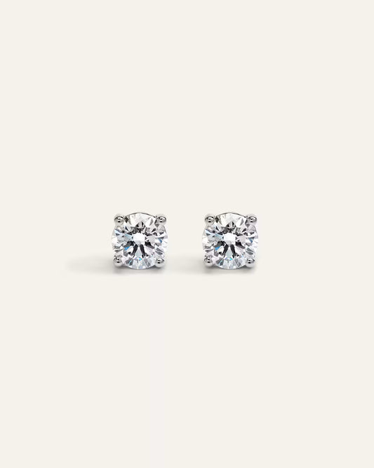 14K Gold Lab Grown Diamond Four-Prong Solitaire Studs - 2ctw - US 6532