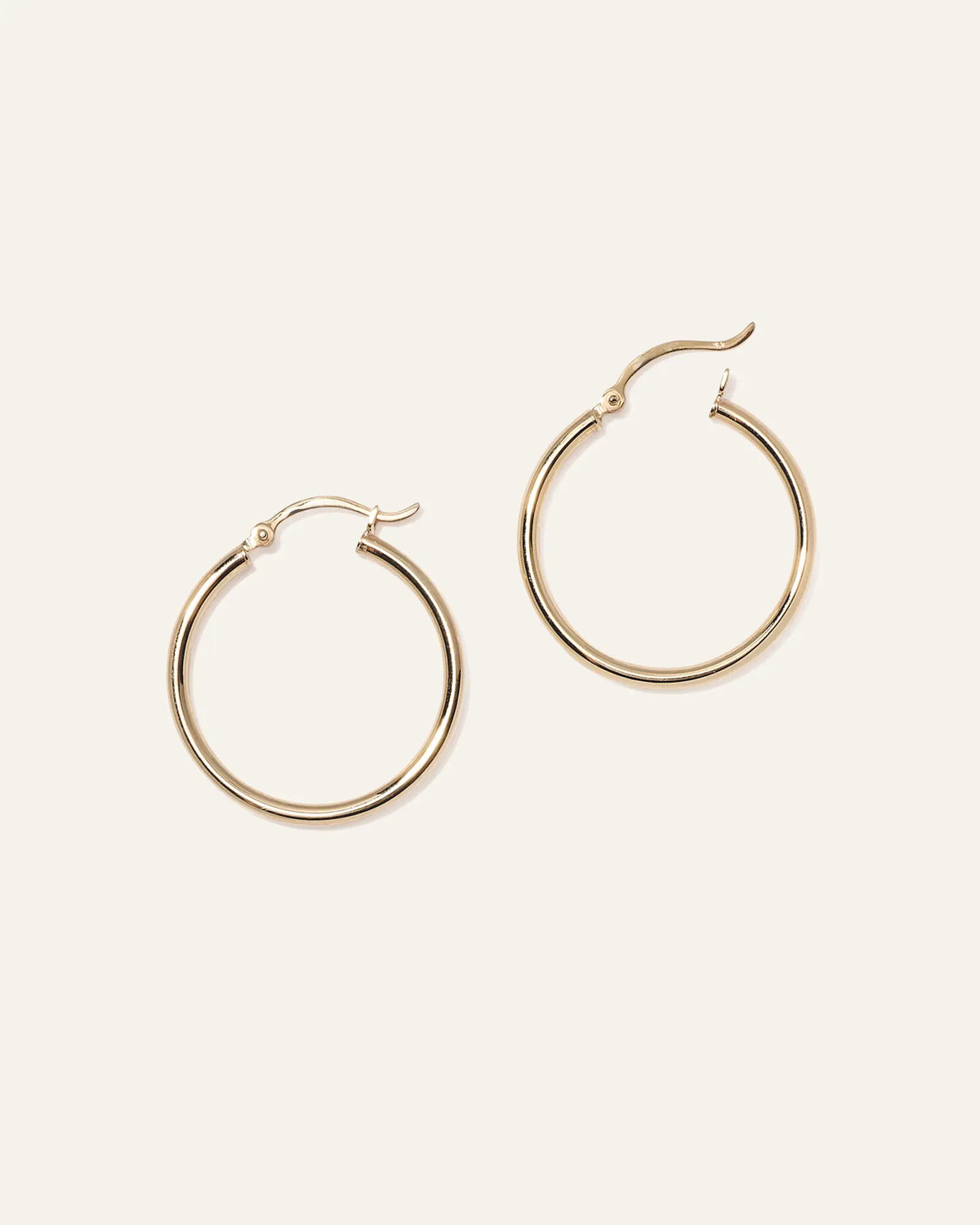14K Gold Tube Hoops - US 8659