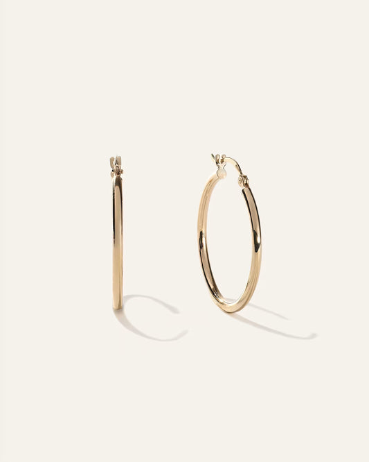 14K Gold Tube Hoops - US 8659