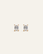 14k Gold Lab Grown Diamond Emerald Solitaire Studs - 1ctw - US 8943