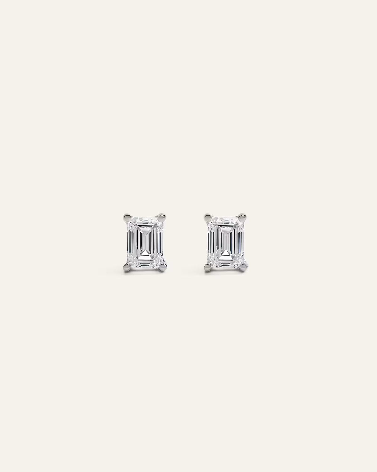 14k Gold Lab Grown Diamond Emerald Solitaire Studs - 1ctw - US 6388