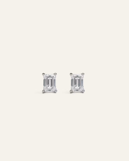 14k Gold Lab Grown Diamond Emerald Solitaire Studs - 1ctw - US 6388