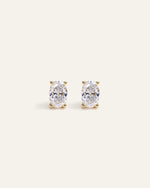 14K Gold Lab Grown Diamond Oval Solitaire Studs - 1ctw - US 9751
