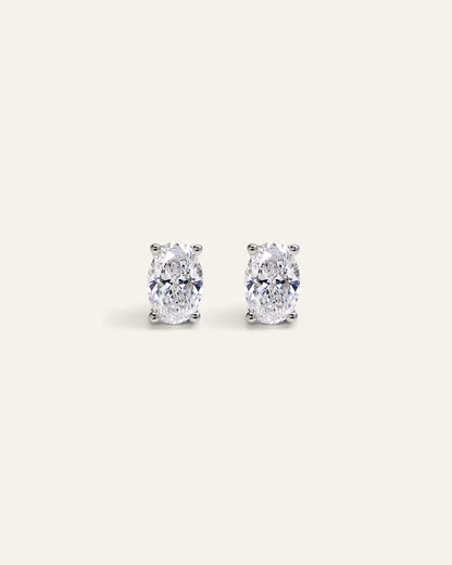 14K Gold Lab Grown Diamond Oval Solitaire Studs - 1ctw - US 2303