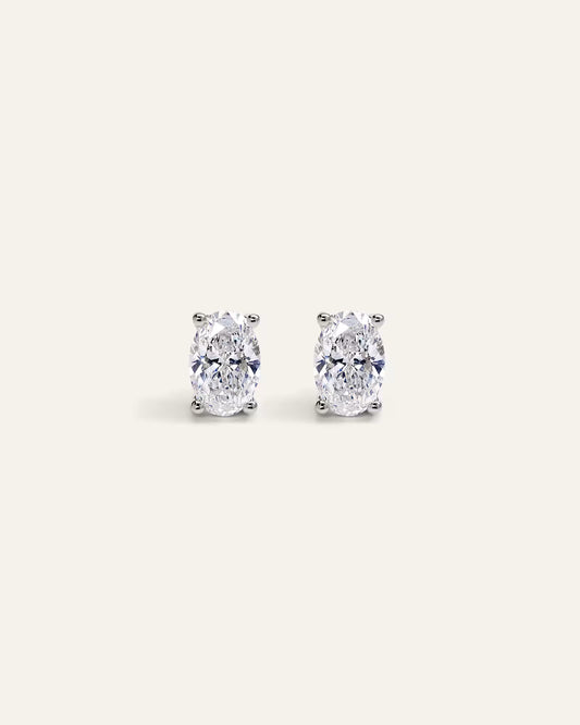 14K Gold Lab Grown Diamond Oval Solitaire Studs - 1ctw - US 2303