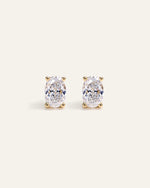 14K Gold Lab Grown Diamond Oval Solitaire Studs - 2ctw - US 2273
