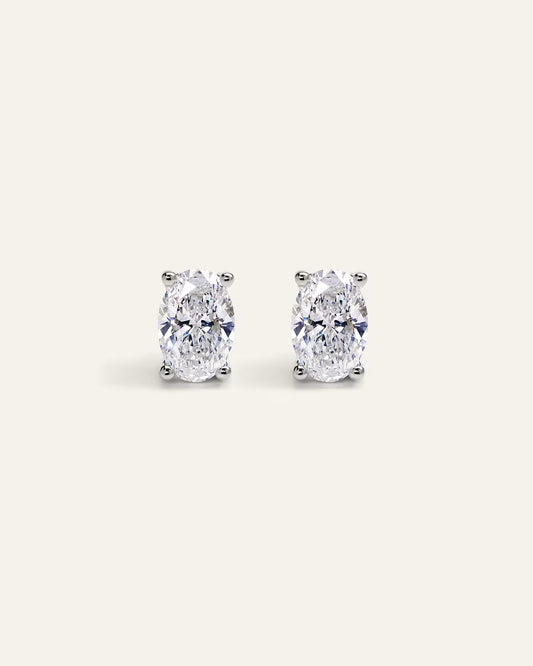 14K Gold Lab Grown Diamond Oval Solitaire Studs - 2ctw - US 4394