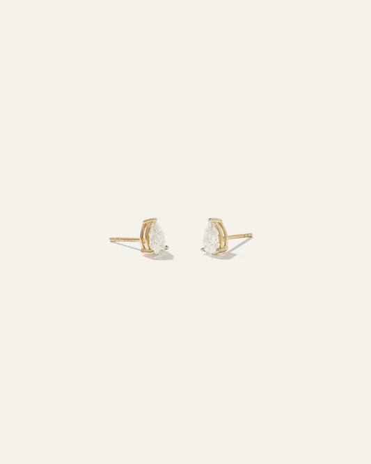 14k Gold Lab Grown Diamond Pear Solitaire Studs - 1ctw - US 0635