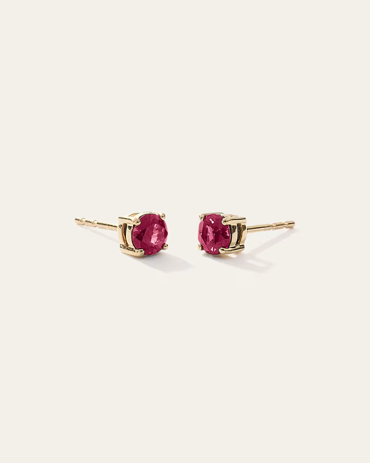 14K Gold Gemstone Solitaire Studs - US 1456