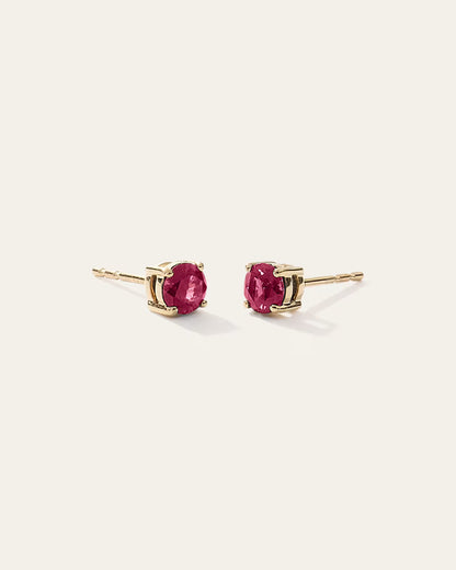 14K Gold Gemstone Solitaire Studs - US 1456