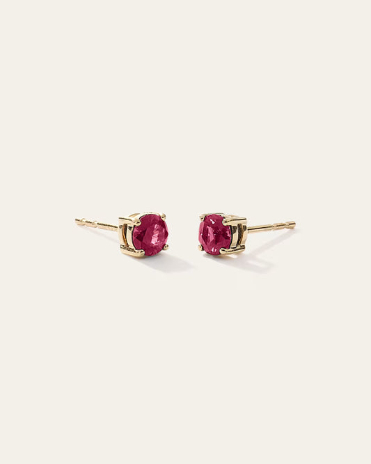 14K Gold Gemstone Solitaire Studs - US 1456