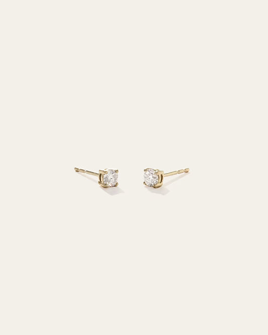 14k Gold Natural Diamond Solitaire Studs - 0.25ctw - US 5493
