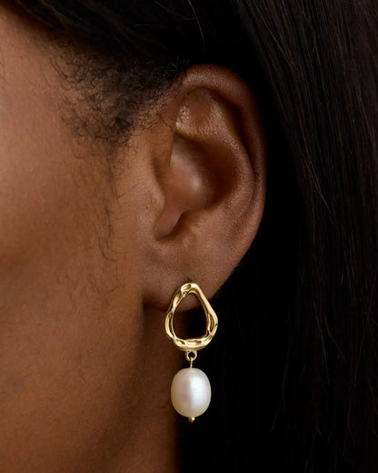 Freshwater Cultured Pearl Sculptural Drop Earrings - US 0297