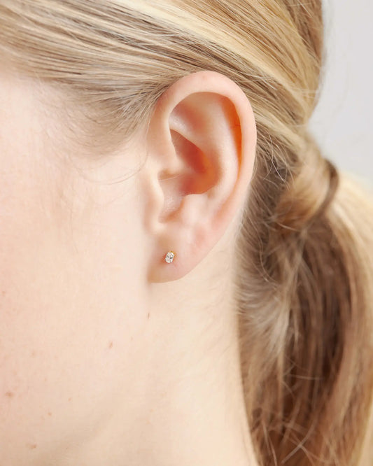 14K Gold Petite Oval Diamond Studs - US 1296