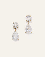14K Gold Lab Grown Diamond Round & Pear Drop Earrings - US 9330