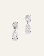 14K Gold Lab Grown Diamond Round & Pear Drop Earrings - US 8466
