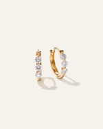 14K Gold Lab Grown Diamond Shared Prong Huggie - US 7314