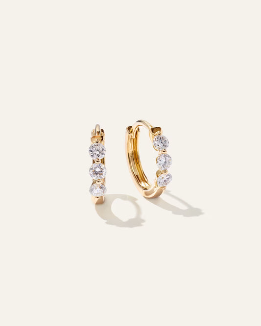 14K Gold Lab Grown Diamond Shared Prong Huggie - US 7314