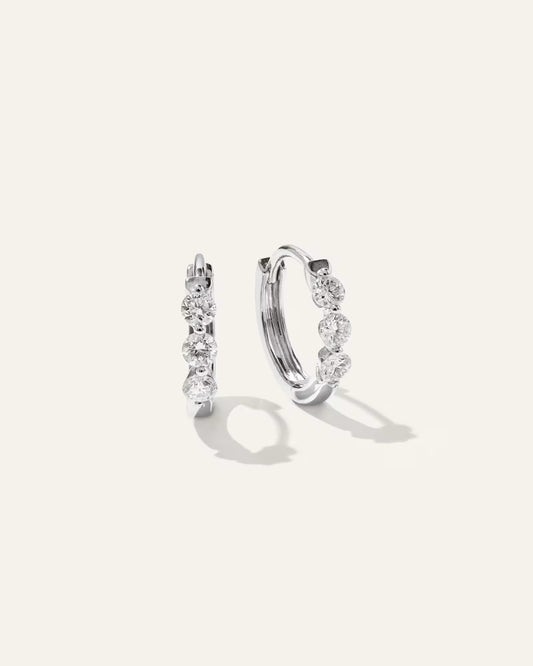 14K Gold Lab Grown Diamond Shared Prong Huggie - US 6871