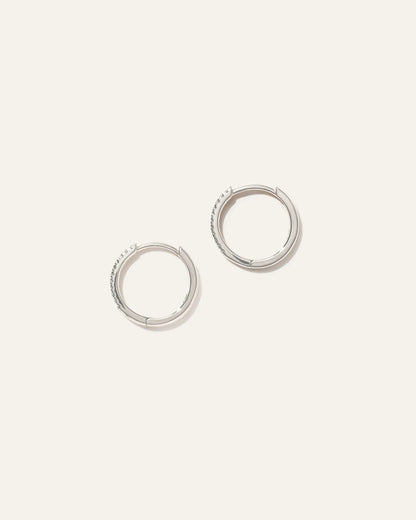 14K Gold Diamond Pave Hoops - US 1224