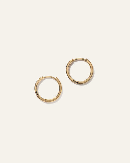 14K Gold Diamond Pave Hoops - US 8605