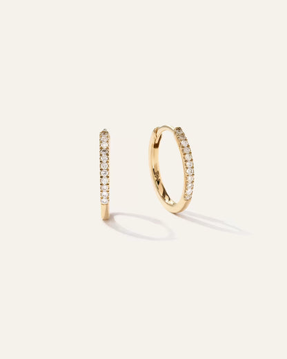 14K Gold Diamond Pave Hoops - US 8605