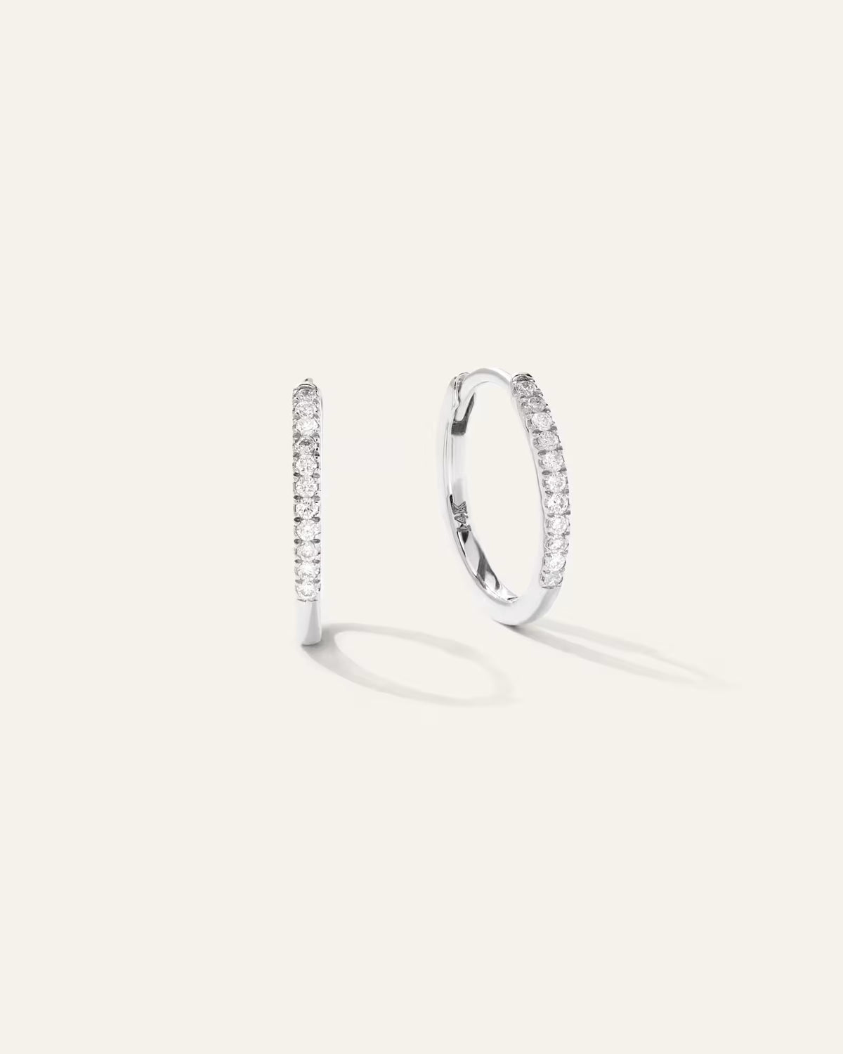 14K Gold Diamond Pave Hoops - US 1224