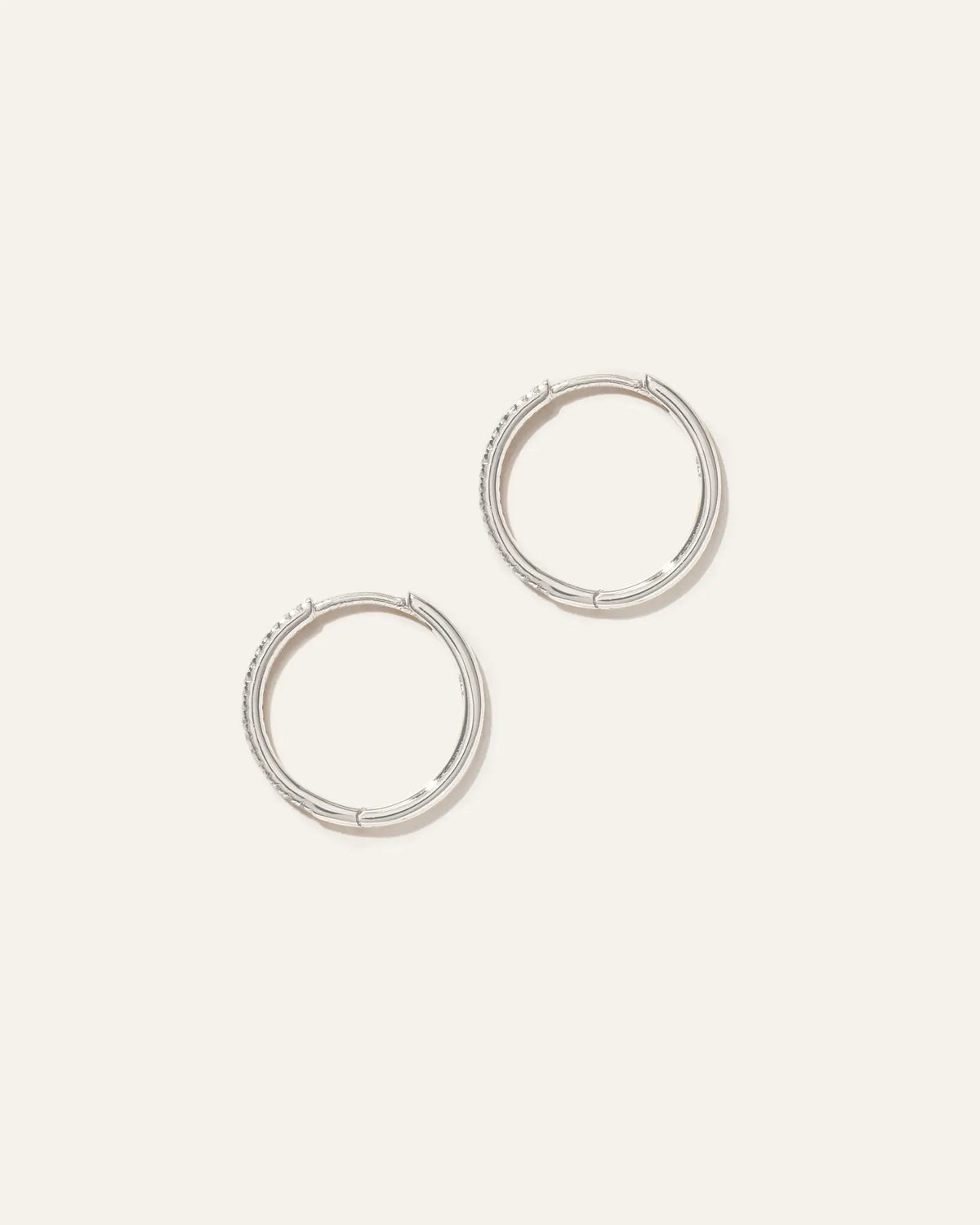 14K Gold Diamond Pave Hoops - US 2028