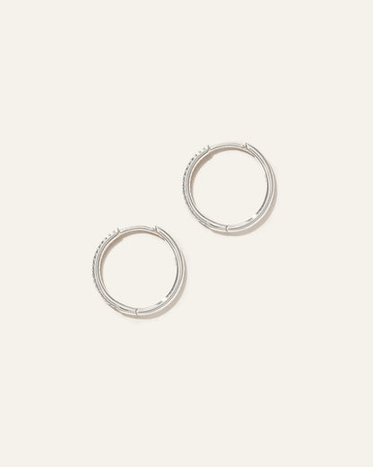 14K Gold Diamond Pave Hoops - US 2028