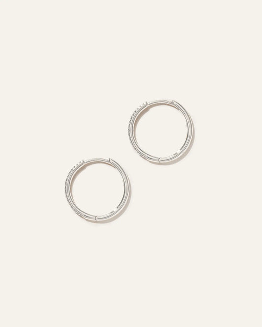 14K Gold Diamond Pave Hoops - US 2028