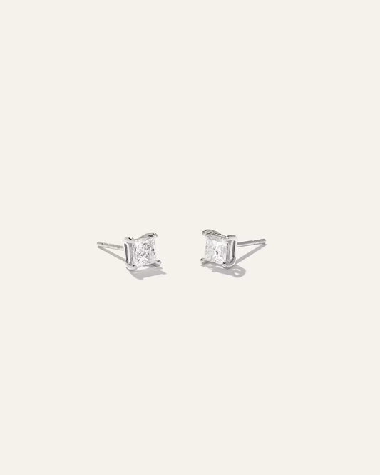14K Gold Lab Grown Diamond Princess Solitaire Studs - 1ctw - US 5752