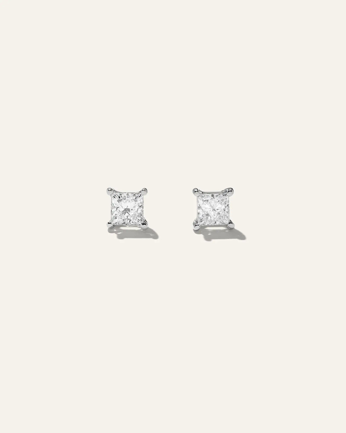 14K Gold Lab Grown Diamond Princess Solitaire Studs - 1ctw - US 5752