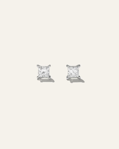 14K Gold Lab Grown Diamond Princess Solitaire Studs - 1ctw - US 5752
