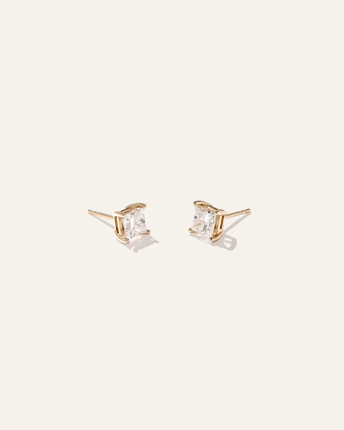 14K Gold Lab Grown Diamond Princess Solitaire Studs - 2ctw - US 4032