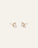 14K Gold Lab Grown Diamond Princess Solitaire Studs - 2ctw - US 4032