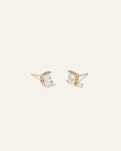 14K Gold Lab Grown Diamond Princess Solitaire Studs - 2ctw - US 4032