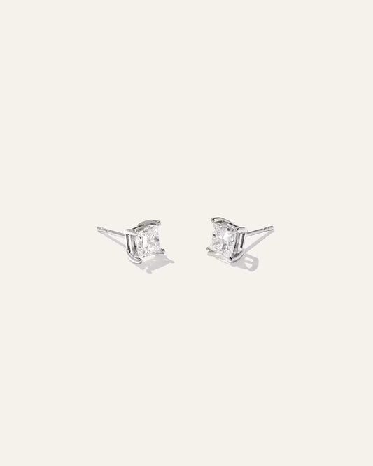 14K Gold Lab Grown Diamond Princess Solitaire Studs - 2ctw - US 1413