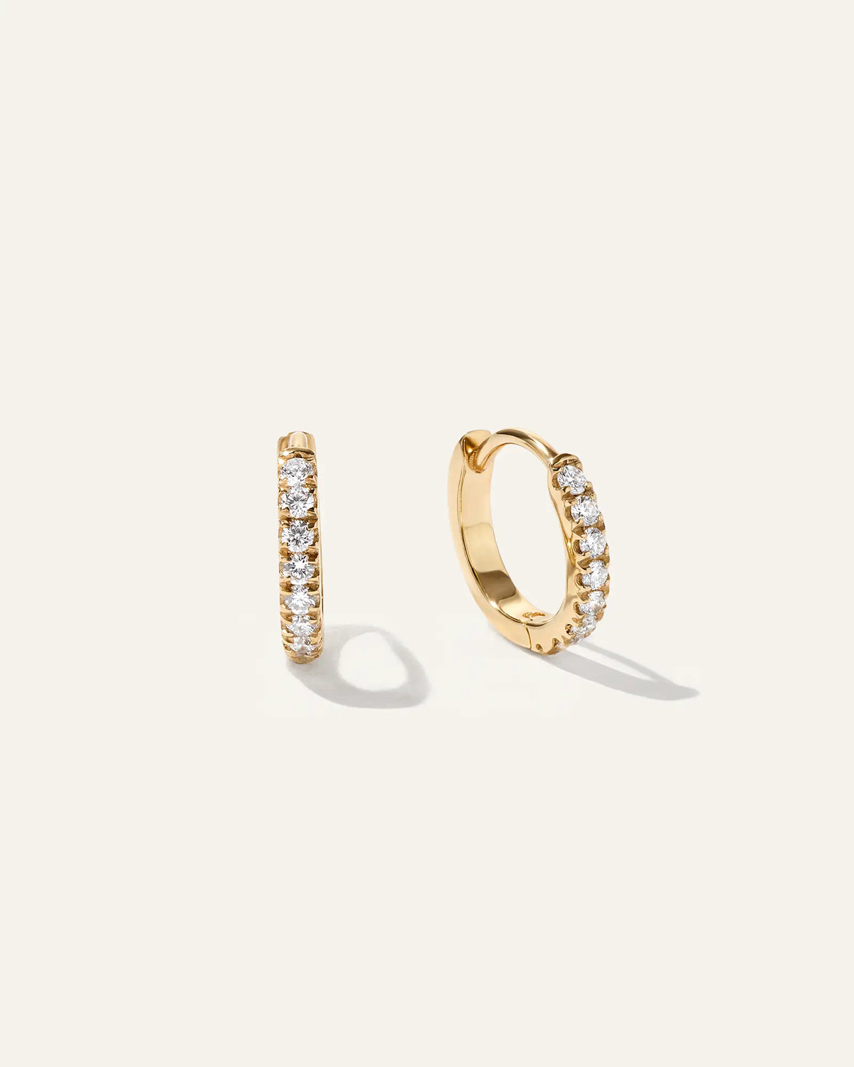 14K Gold Pave Diamond Second Piercing Tiny Huggie - Pair - US 2332
