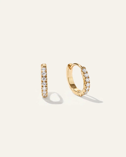 14K Gold Pave Diamond Second Piercing Tiny Huggie - Pair - US 2332