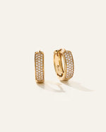 14K Gold Pave Diamond Multi Row Huggies - US 7571