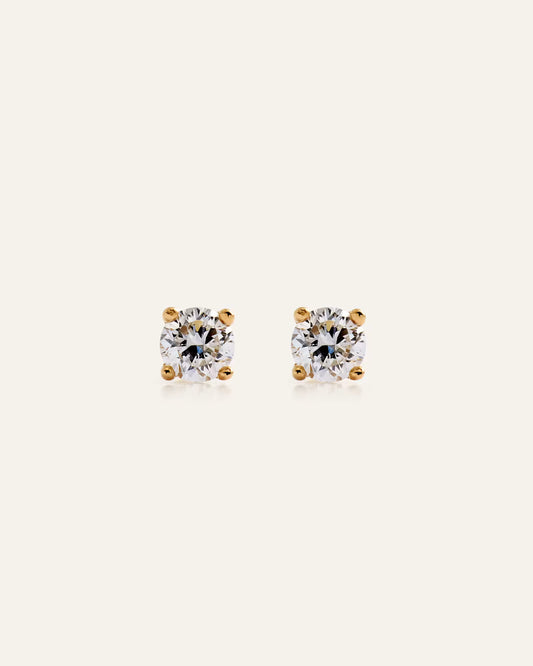 14K Gold Lab Grown Diamond Round Tiny Flat Back Stud - Pair - US 4312