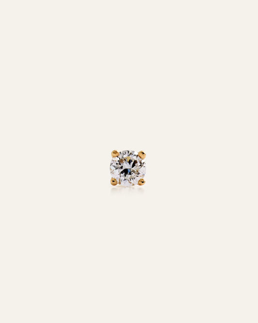 14K Gold Lab Grown Diamond Round Tiny Flat Back Stud - Single - US 9877